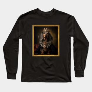 Graceful Long Haired Dachshund - Medieval German Queen  (Framed) Long Sleeve T-Shirt